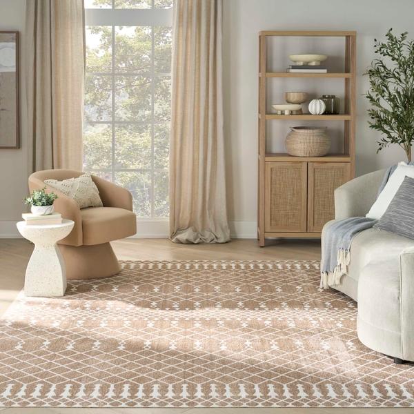 Nourison Astra Machine Washable Taupe Indoor Only Moroccan Rug ASW10