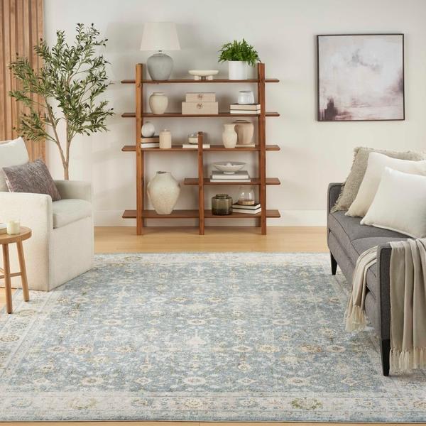 Nourison Astra Machine Washable Teal Beige Indoor Only Persian Rug ASW16