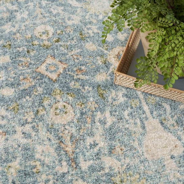 Nourison Astra Machine Washable Teal Beige Indoor Only Persian Rug ASW16