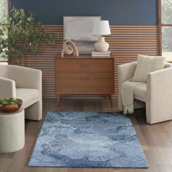 Nourison Avra Blue Indoor Only Floral Rug AVR01 Home