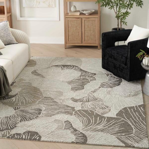 Nourison Avra Grey Indoor Only Floral Rug AVR01 Home