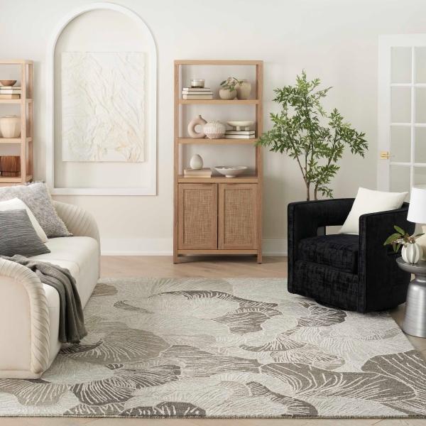 nourison Avra Grey Indoor only Floral Rug AVR01 Home