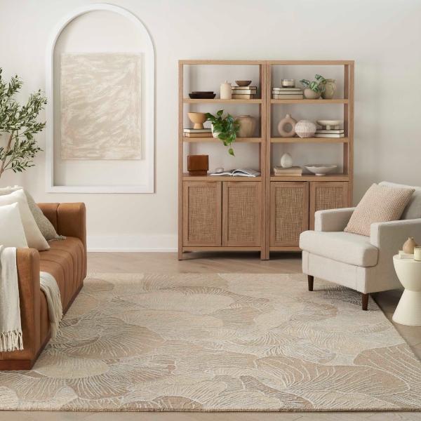 nourison Avra Taupe Indoor only Floral Rug AVR01 Home