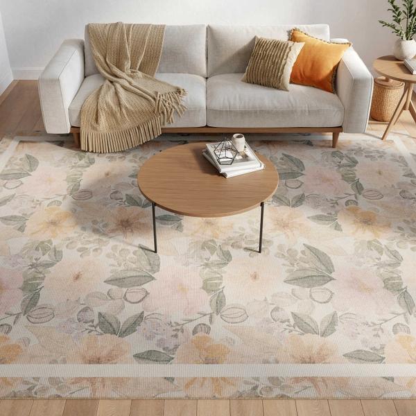 Nourison Botanical Washables Beige Multicolor Indoor Only Floral Rug BOT01