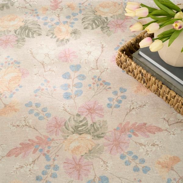 Nourison Botanical Washables Beige Multicolor Indoor Only Floral Rug BOT02