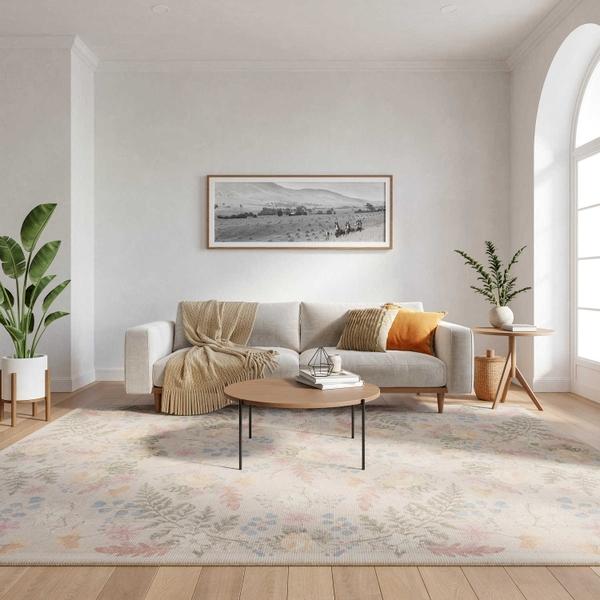 nourison Botanical Washables Beige Multicolor Indoor only Floral Rug BOT02