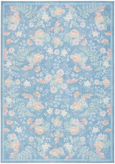Nourison Botanical Washables Blue Multicolor Indoor Only Floral Rug BOT02