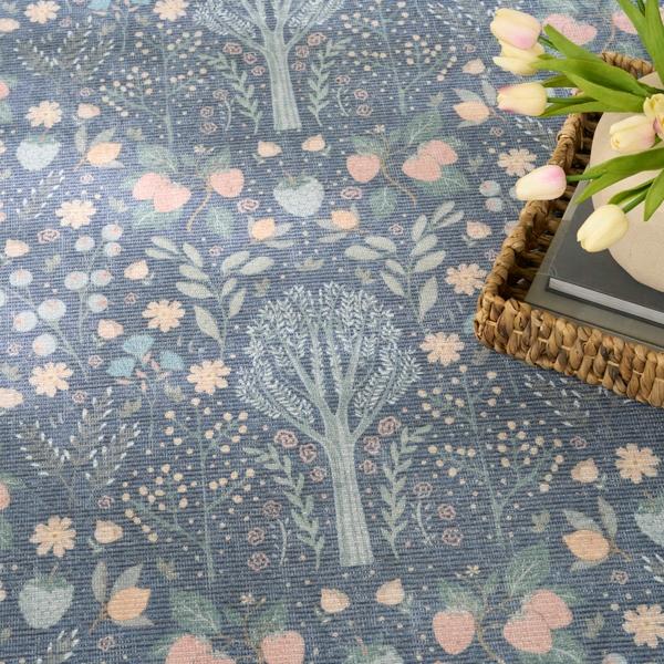 Nourison Botanical Washables Blue Multicolor Indoor Only Floral Rug BOT04