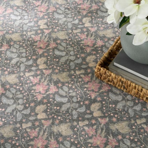 Nourison Botanical Washables Charcoal Multicolor Indoor Only Floral Rug BOT03