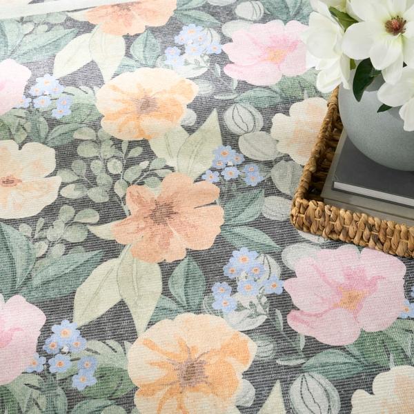 Nourison Botanical Washables Charcoal Multicolor Indoor Only Floral Rug BOT01