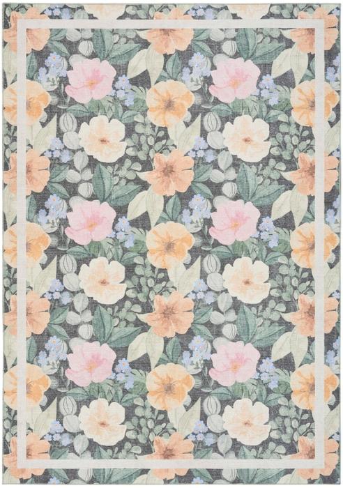 Nourison Botanical Washables Charcoal Multicolor Indoor Only Floral Rug BOT01