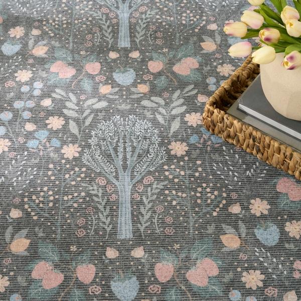 Nourison Botanical Washables Charcoal Multicolor Indoor Only Floral Rug BOT04