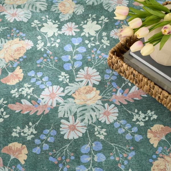 Nourison Botanical Washables Green Multicolor Indoor Only Floral Rug BOT02