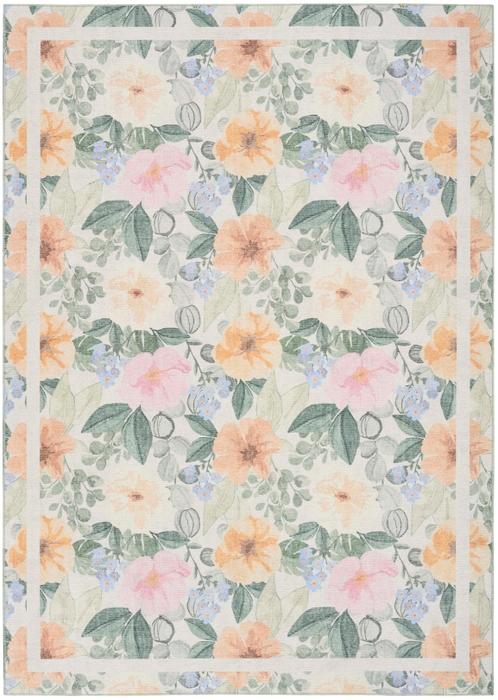 Nourison Botanical Washables Ivory Multicolor Indoor Only Floral Rug BOT01