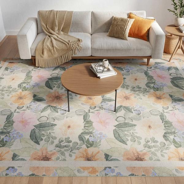 Nourison Botanical Washables Ivory Multicolor Indoor Only Floral Rug BOT01