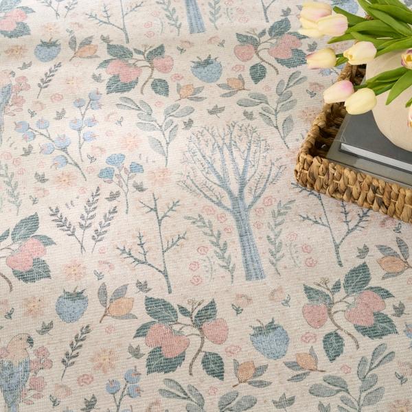 Nourison Botanical Washables Ivory Multicolor Indoor Only Floral Rug BOT04