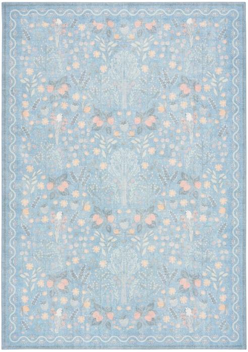 Nourison Botanical Washables Light Blue Multicolor Indoor Only Floral Rug BOT04