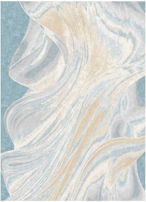 nourison Brushlight Blue Ivory Indoor only Abstract Rug BRL05