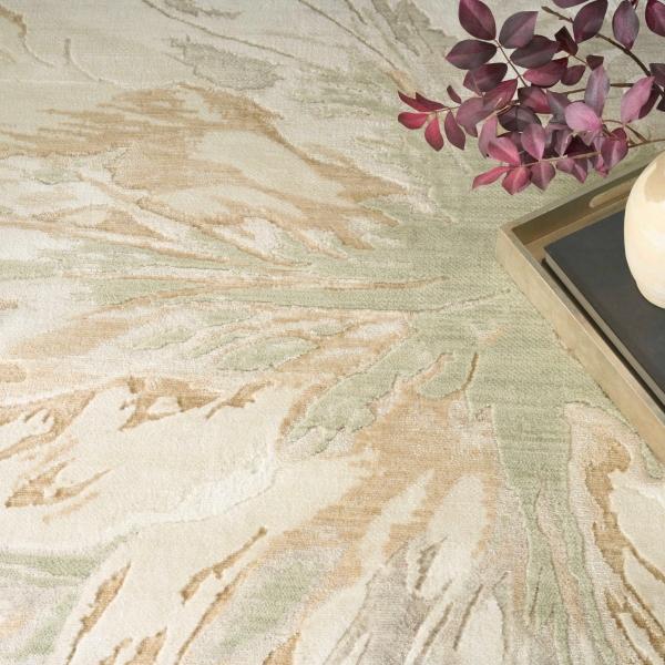 Nourison Brushlight Green Ivory Indoor Only Floral Rug BRL02