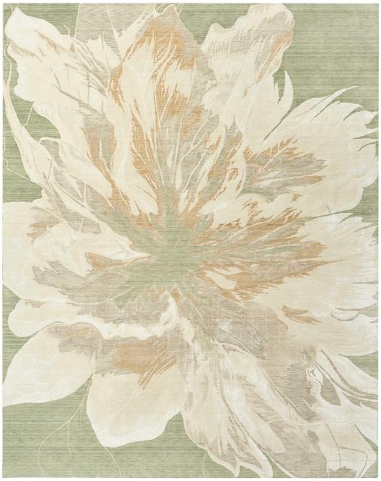 Nourison Brushlight Green Ivory Indoor Only Floral Rug BRL02