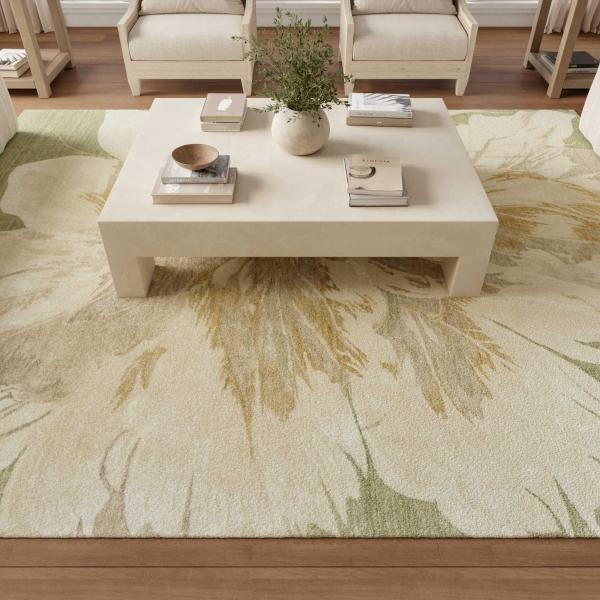 Nourison Brushlight Green Ivory Indoor Only Floral Rug BRL02