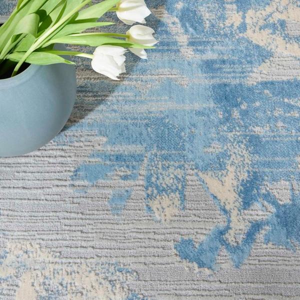 Nourison Calvin Klein Enchanting Abstract Floral Grey/Blue Rug ECH01