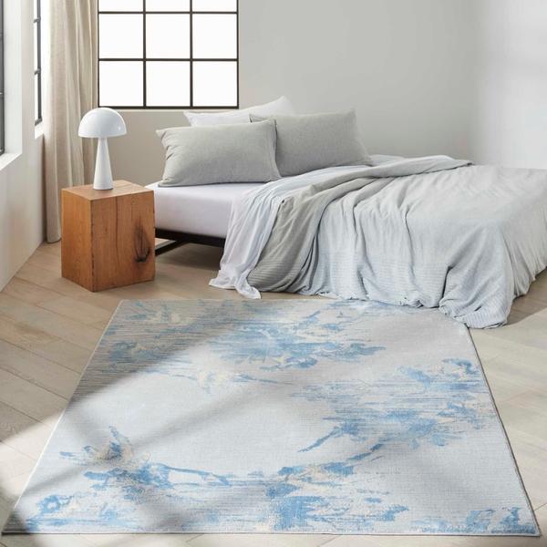 Nourison Calvin Klein Enchanting Abstract Floral Grey/Blue Rug ECH01