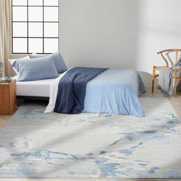 nourison Calvin Klein Enchanting Abstract Floral Grey/Blue Rug ECH01