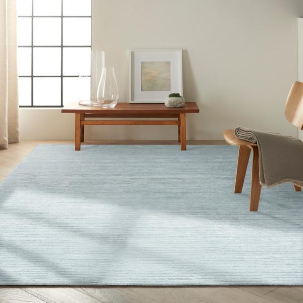 nourison Calvin Klein Linear Modern Light Blue Rug LNR01