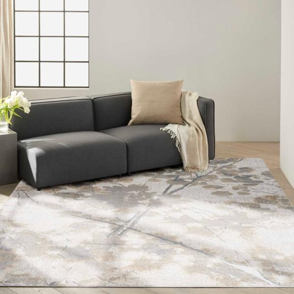 Nourison Calvin Klein Rush Abstract Floral Grey Rug CK961