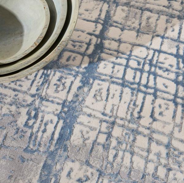Nourison Calvin Klein Rush Abstract Ivory/Blue Rug CK950