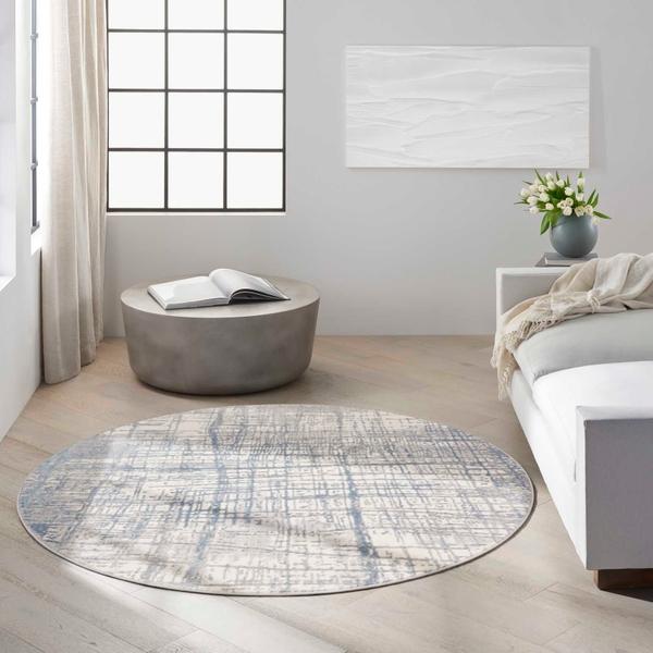 Nourison Calvin Klein Rush Abstract Ivory/Blue Rug CK950
