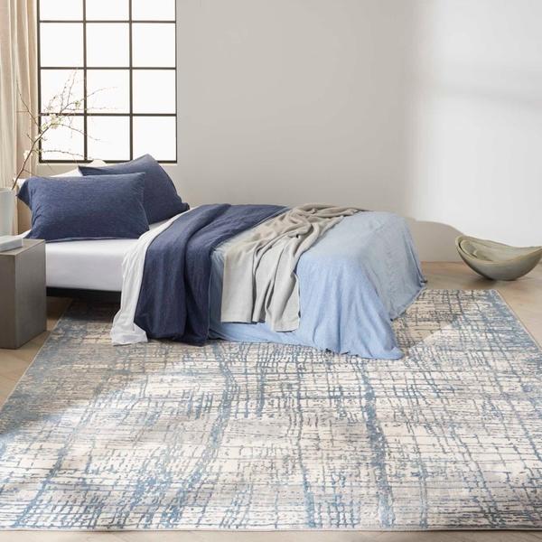 nourison Calvin Klein Rush Abstract Ivory/Blue Rug CK950