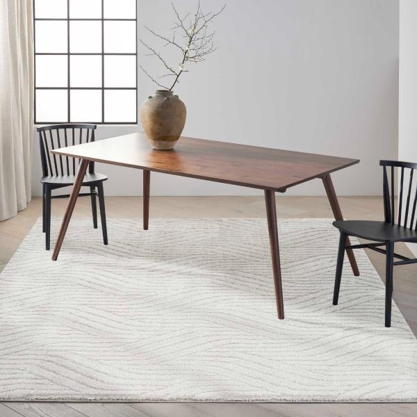 nourison Calvin Klein Surfaces Abstract Shag Silver Grey Rug SCF01