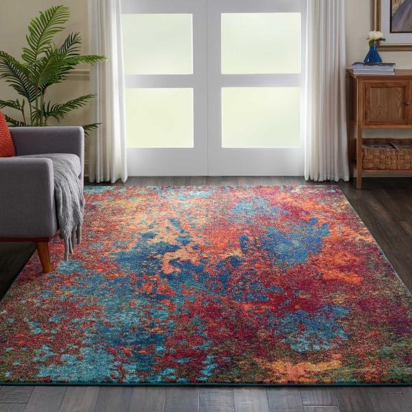 nourison Celestial Abstract Blue/Multicolored Rug CES08 Home