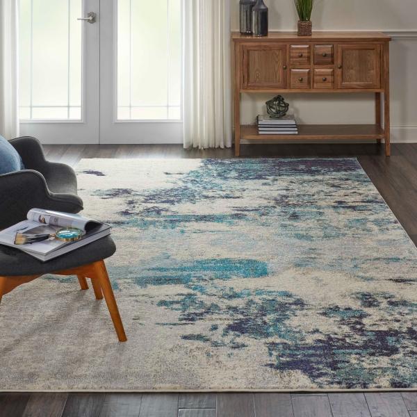 Nourison Celestial Abstract Ivory/Blue Rug CES02 Home