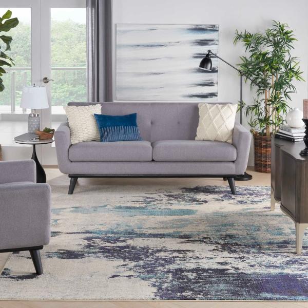 nourison Celestial Abstract Ivory/Blue Rug CES02 Home