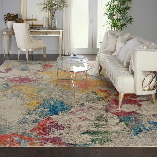 nourison Celestial Abstract Ivory/Rainbow Rug CES12 Home