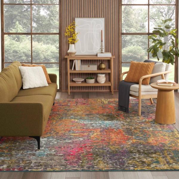 nourison Celestial Abstract Orange/Multicolored Rug CES14 Home