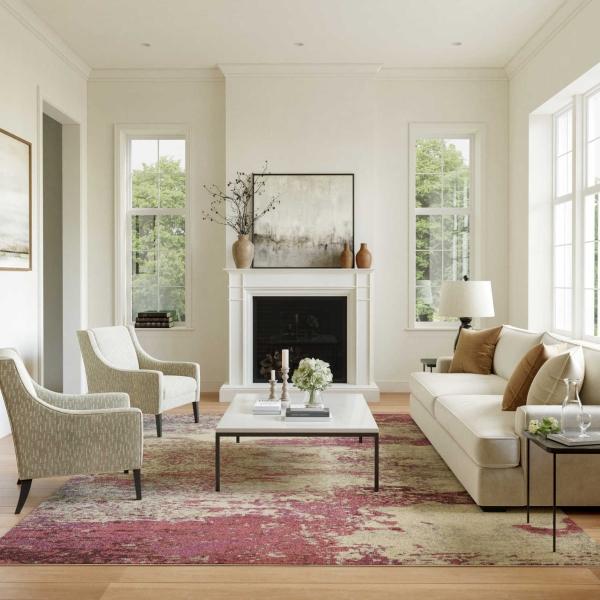 nourison Celestial Abstract Pink/Ivory Rug CES02 Home
