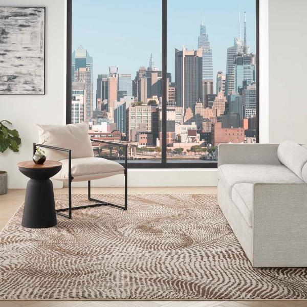 nourison Central Park West Beige Brown Indoor only Abstract Rug CEP01