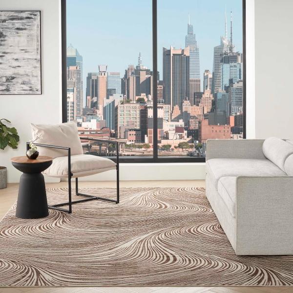 nourison Central Park West Beige Brown Indoor only Abstract Rug CEP02