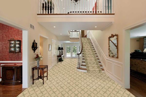 Nourison CHATEAU NORMANDY NO21 IVORY GREEN RUNNER BROADLOOM CARPET