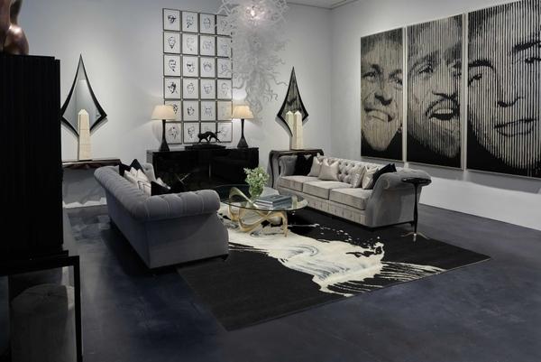 Nourison Christopher Guy Wool & Silk Abstract Black Rug CGS22 |Nourison Home