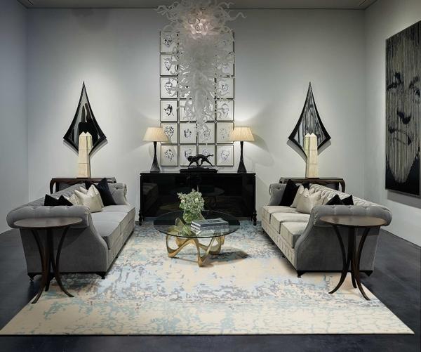 Nourison Christopher Guy Wool & Silk Abstract Blue/Multicolored Rug CGS26 Home