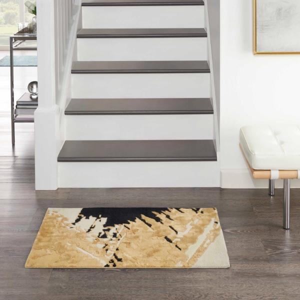 Nourison Christopher Guy Wool & Silk Abstract Gold/Black Rug CGS36 Home