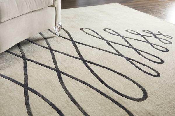 Nourison Christopher Guy Wool & Silk Abstract Ivory/Black Rug CGS09 Home