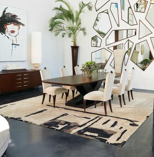 Nourison Christopher Guy Wool & Silk Abstract Ivory/Black Rug CGS10 Home
