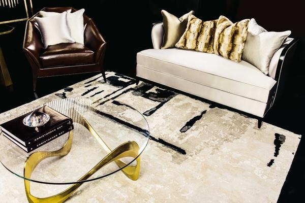 Nourison Christopher Guy Wool & Silk Abstract Ivory/Black Rug CGS10 Home