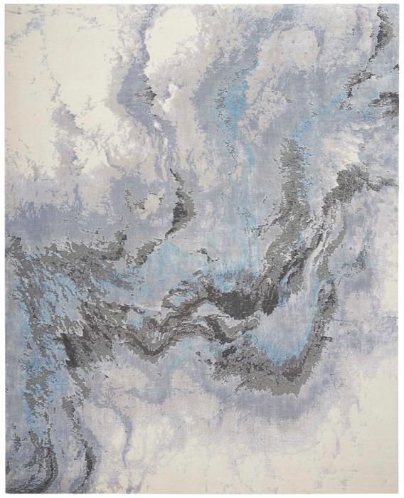 Nourison Christopher Guy Wool & Silk Abstract Ivory/Blue Rug CGS35 Home